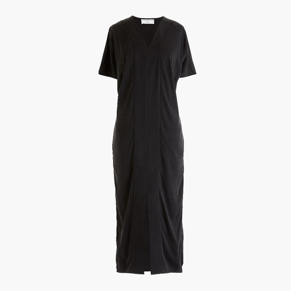 Universal Standard x J. Crew cupro tunic dress black relaxed cocoon lightweight